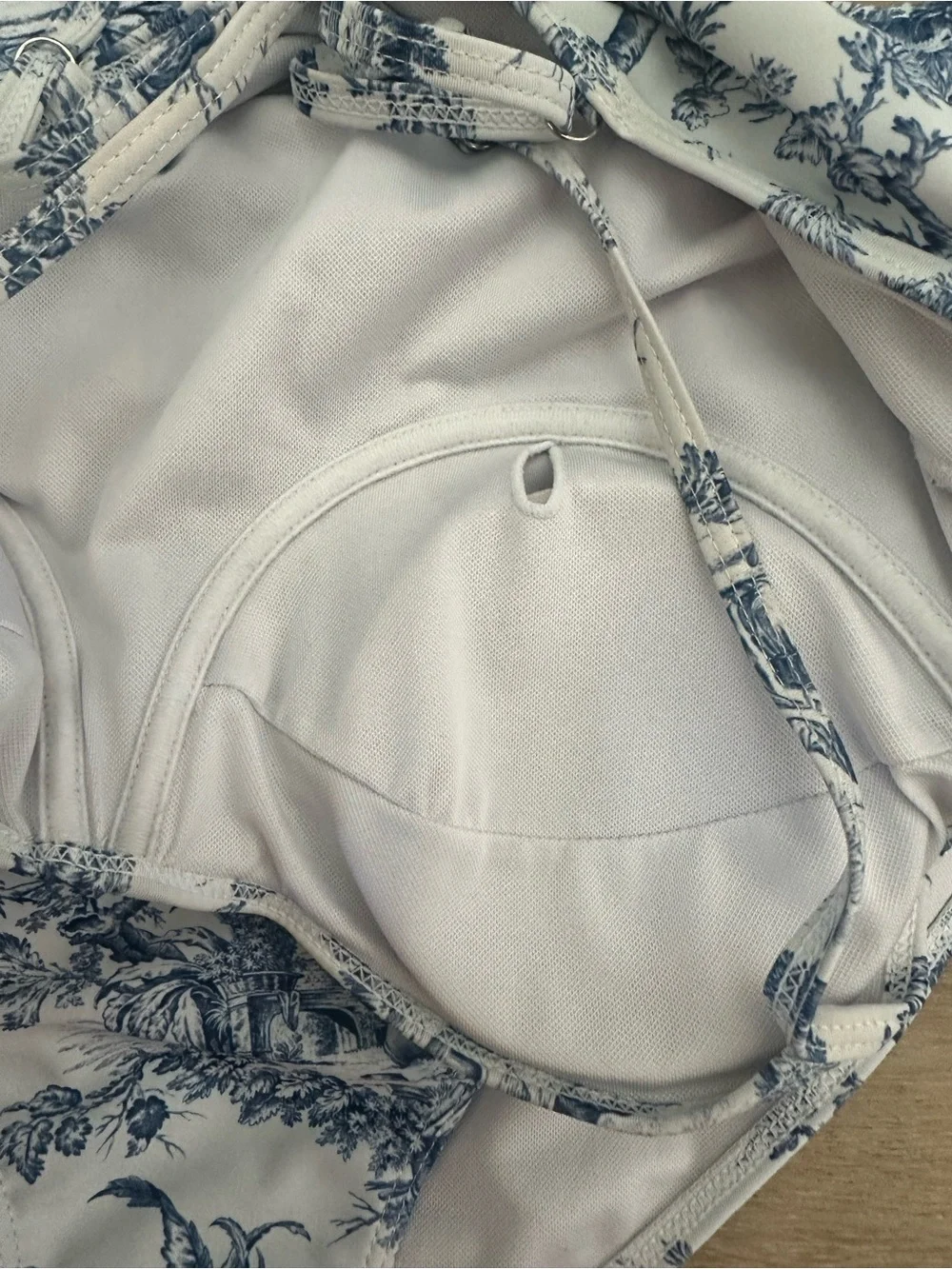 Blue & White Toile One Piece Swimsuit with Matching Sheer Sarong Cover-Up Set